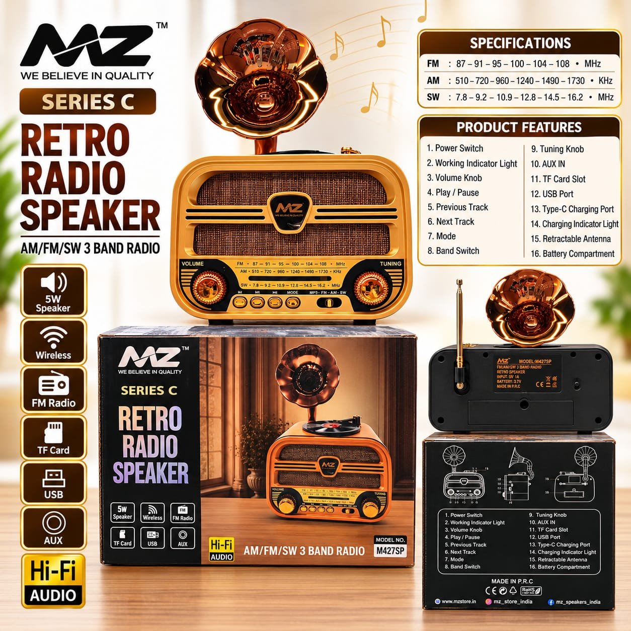 MZ Series A Retro Radio Speaker – M427SP